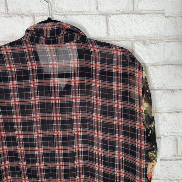 Sans Souci chiffon plaid blouse - Picture 11 of 12